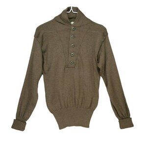 US Army 5 Button Wool OD Men’ Sweater Tagged S 100% Wool 34-36 Vintage